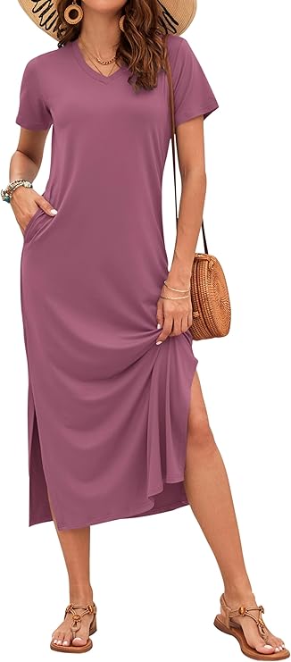 Vestido Maxi Rylie para Mujer – Estampado Floral, Escote en V y Bolsillos Casual de Verano