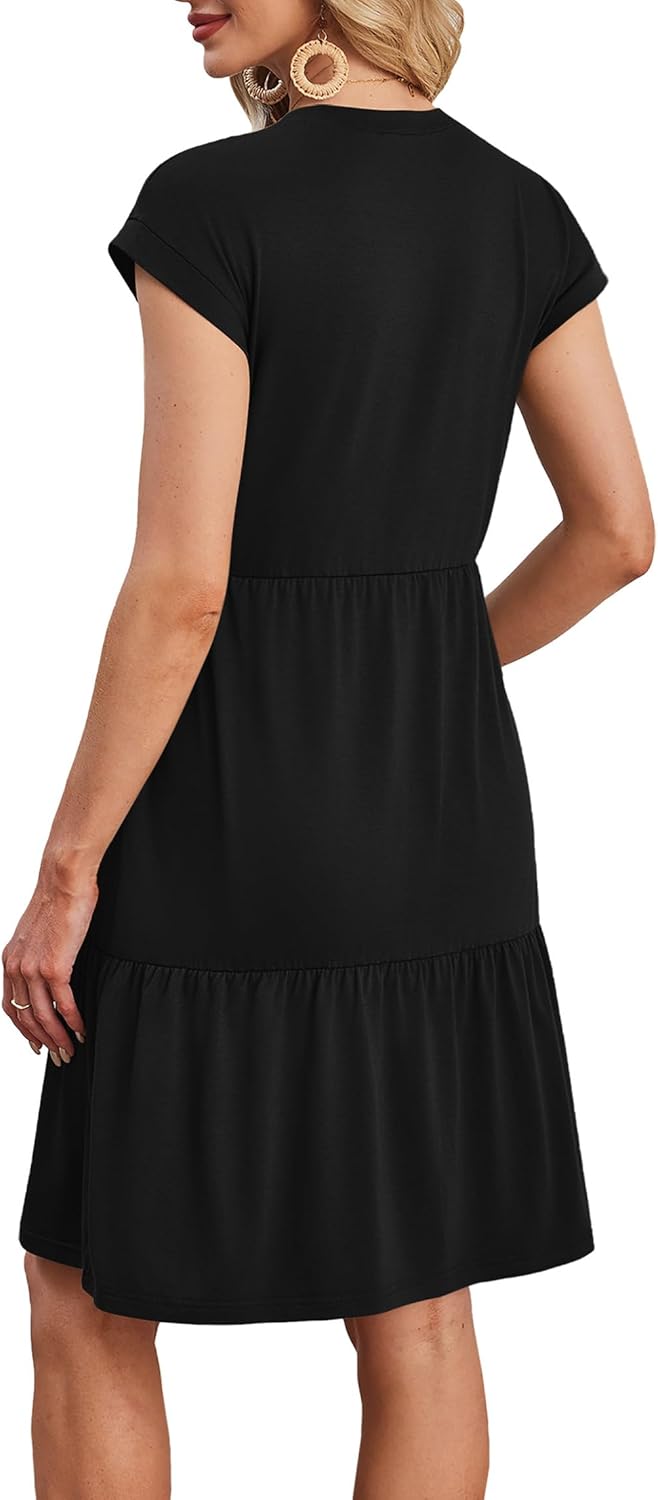 Sukienka Sage Vestito Mini Damska – Kwiatowy Wzór, Krótkie Rękawy i Letni Krój Babydoll