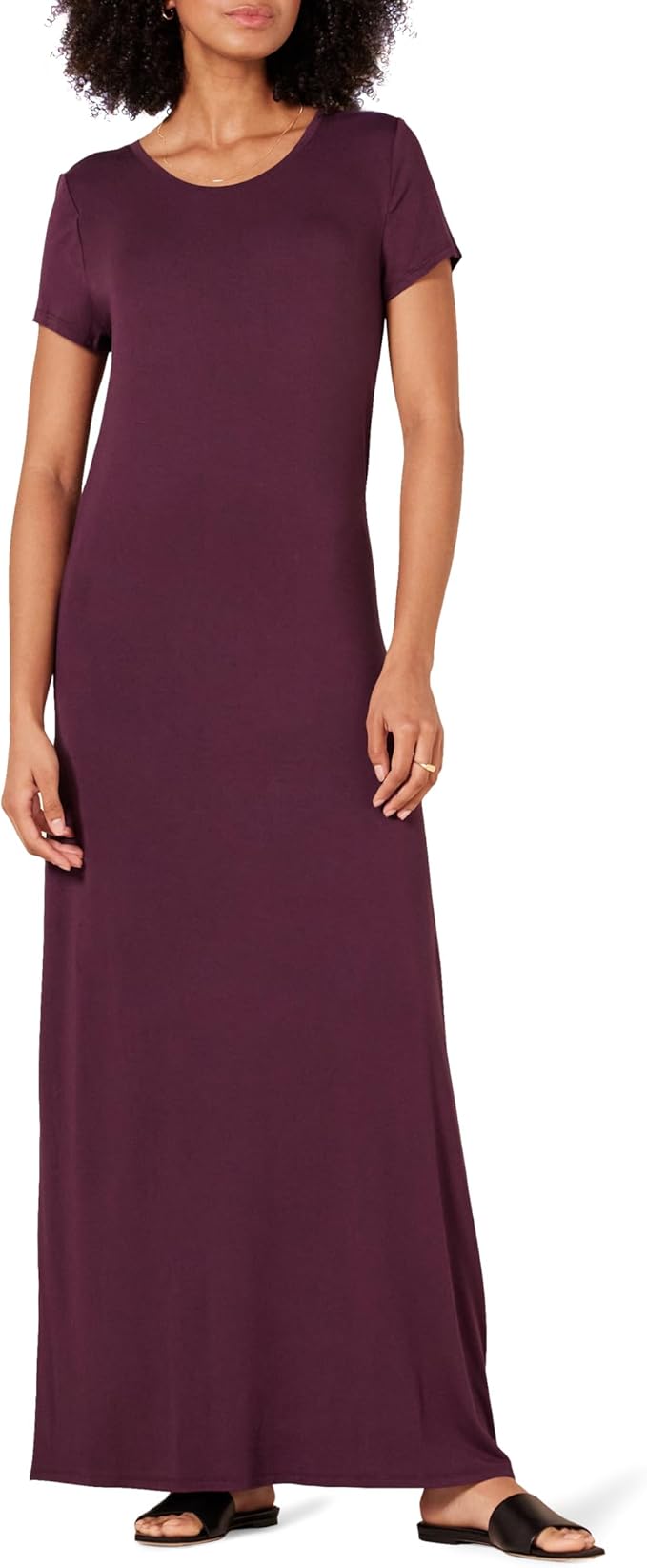 Runa Vestido Maxi Mujer – Mangas Cortas, Tejido Elástico y Estilo Casual Elegante