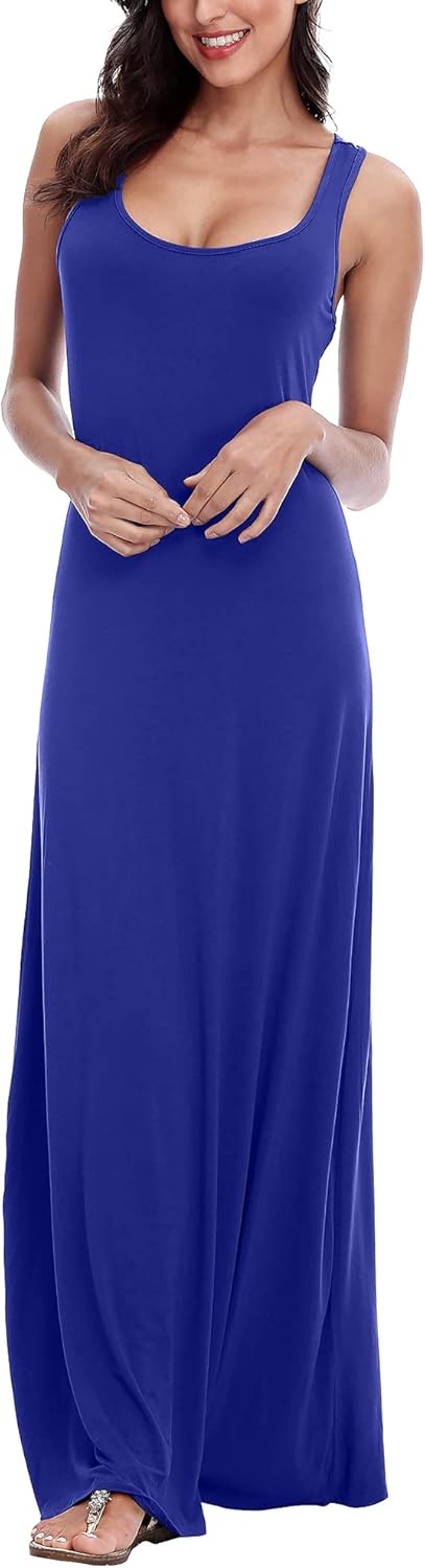 Vestido Maxi Renny para Mujer – Sin Mangas, Escote Redondo y Tejido Elástico