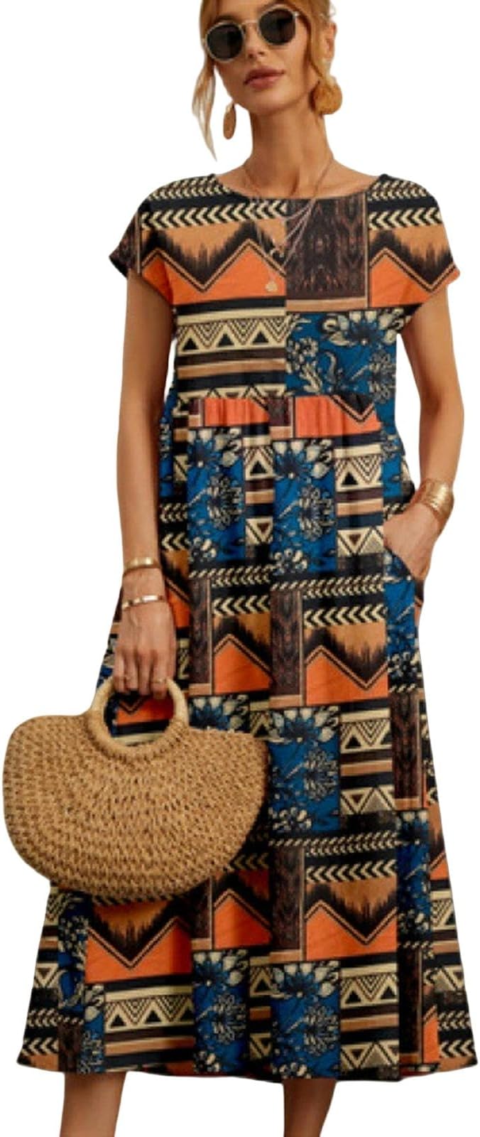 Zuri Damekjole – Bomull Lin, Ermeløs & Boho Casual Sommerprint
