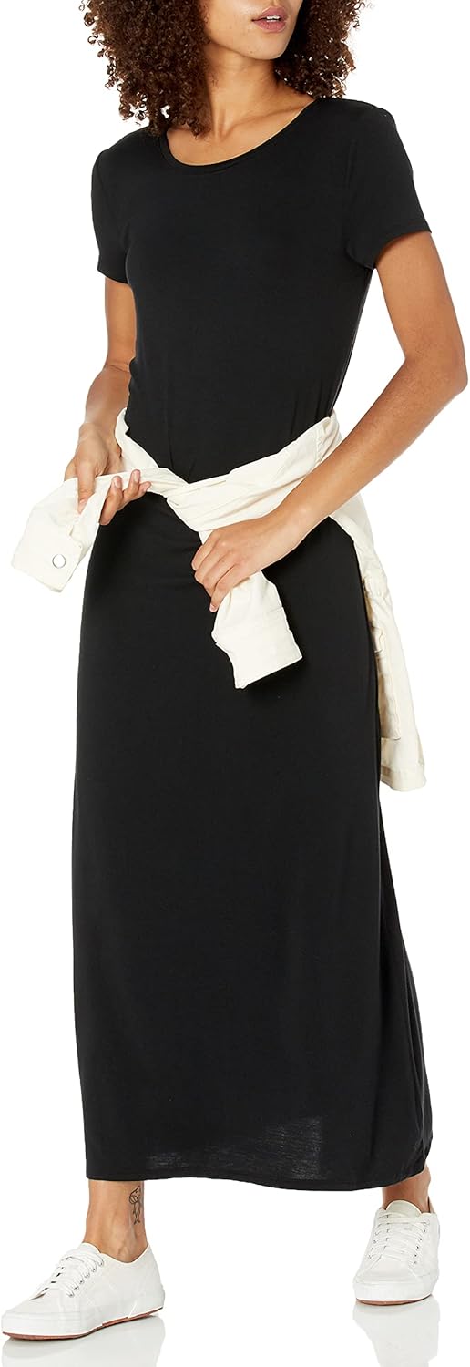 Runa Vestido Maxi Mujer – Mangas Cortas, Tejido Elástico y Estilo Casual Elegante