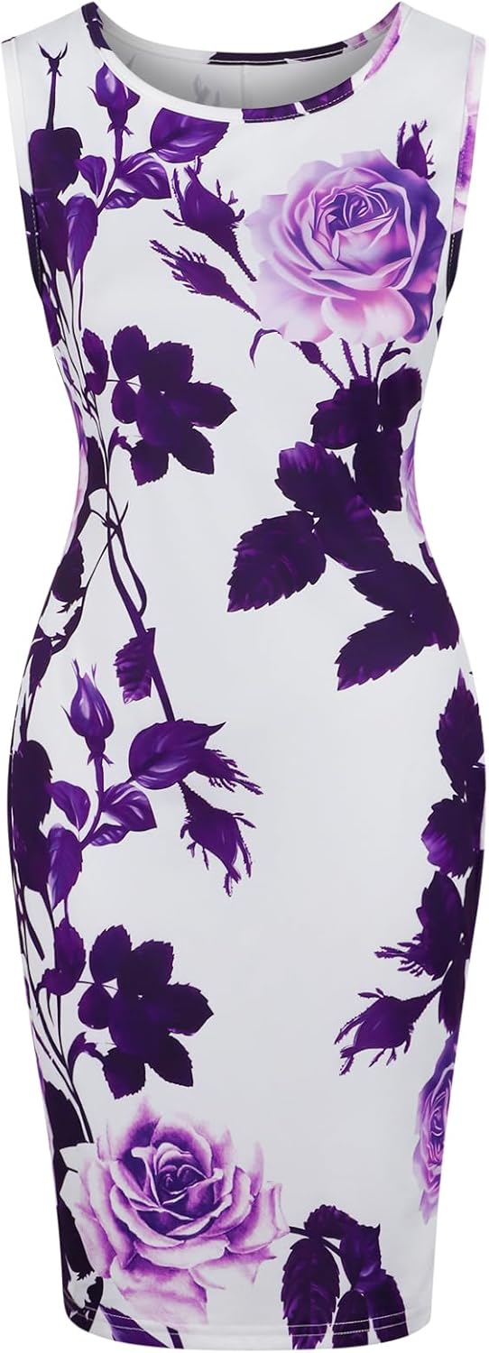 Freya Midi-Kleid Damen – Lila Blumenmuster, Ärmellos & Lässiger Sommerstil