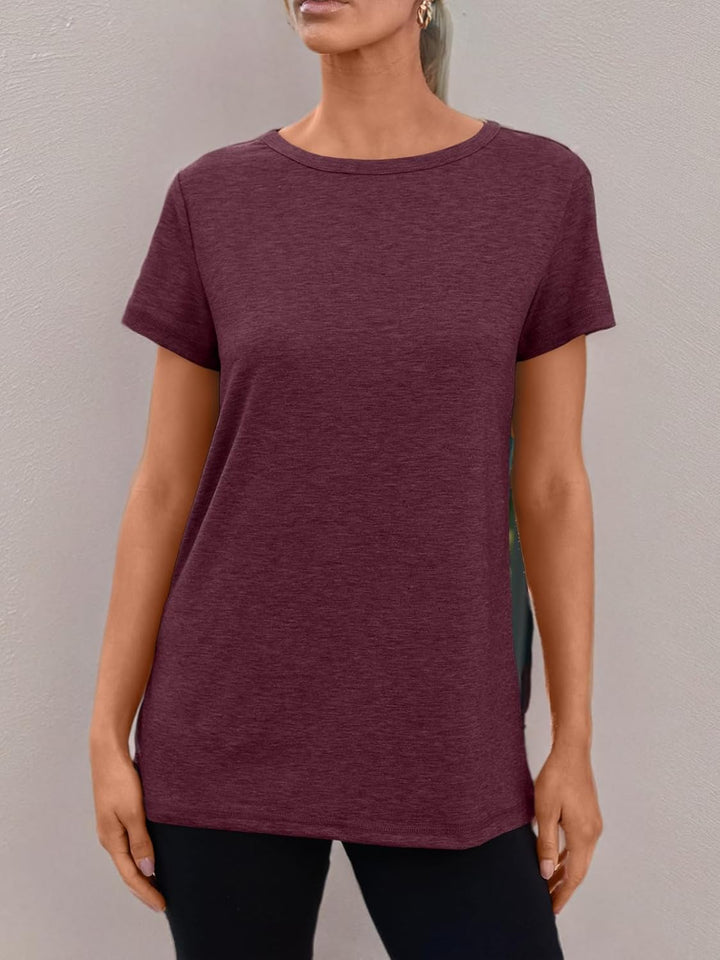 Naya T-skjorte dame – Rund hals, mykt elastisk stoff & grunnleggende casual topp