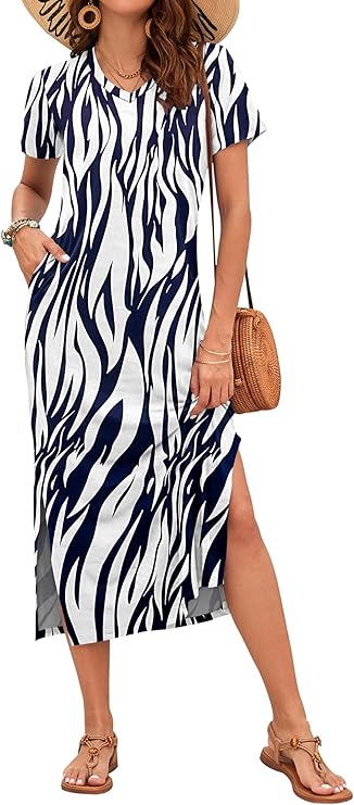 Vestido Maxi Rylie para Mujer – Estampado Floral, Escote en V y Bolsillos Casual de Verano
