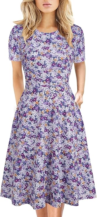 Nyla női ruha – vintage virágmintás, A-vonalú és elegáns irodai zsebekkel