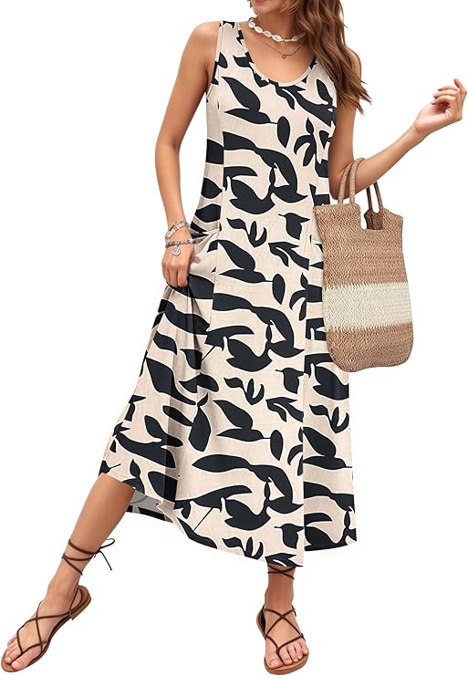 Vestido de Verano Elara para Mujer – Escote en U, Corte A-Line y Tejido Transpirable