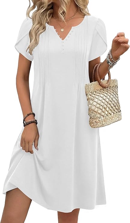 Brynlee Robe Tunique Femme – Imprimé Floral, Col en V & Poches Ligne A Élégante
