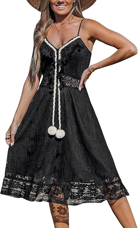 Dream Robe Maxi Femme – Col en V, Lacets & Design Bohème avec Volants Élégants