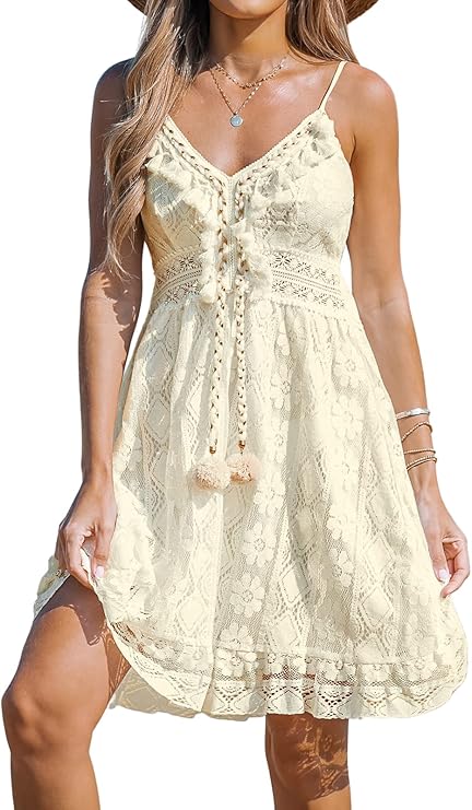 Dream Robe Maxi Femme – Col en V, Lacets & Design Bohème avec Volants Élégants