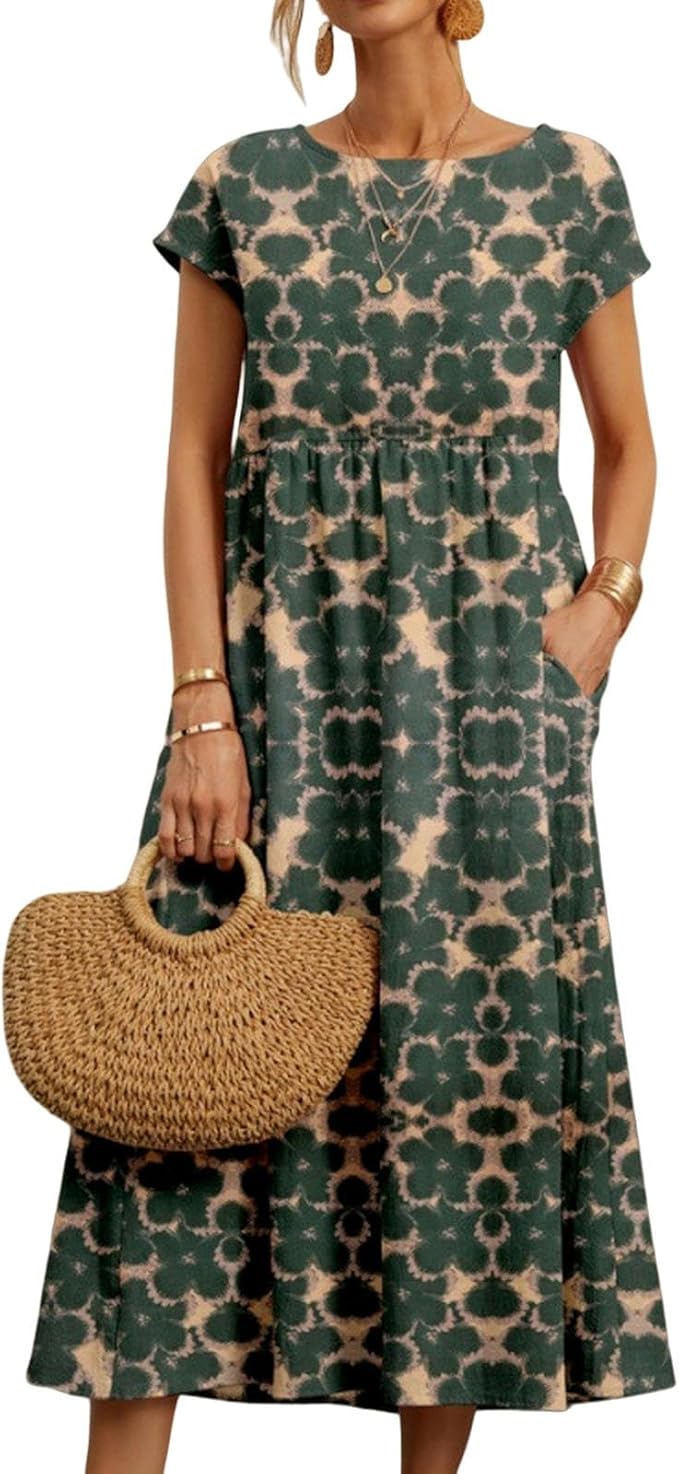 Zuri Damekjole – Bomull Lin, Ermeløs & Boho Casual Sommerprint