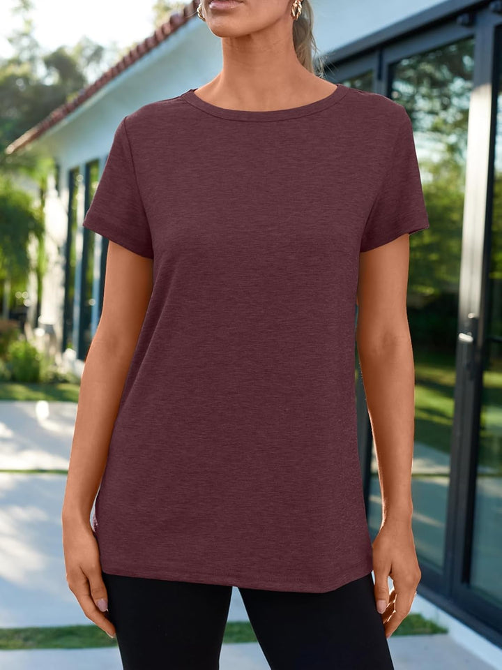 Naya T-skjorte dame – Rund hals, mykt elastisk stoff & grunnleggende casual topp