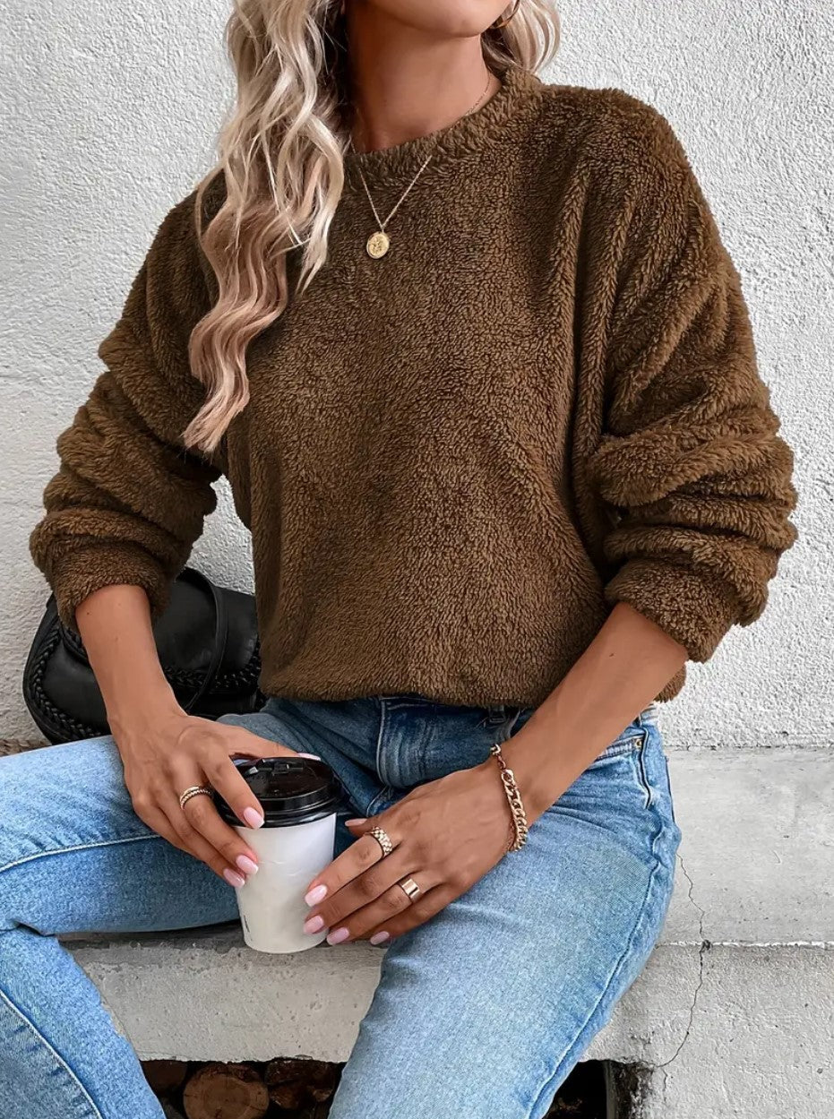 Vivian Maglione Fleece Dame – Myk og Varm Genser med Romslig Passform og Casual Stil