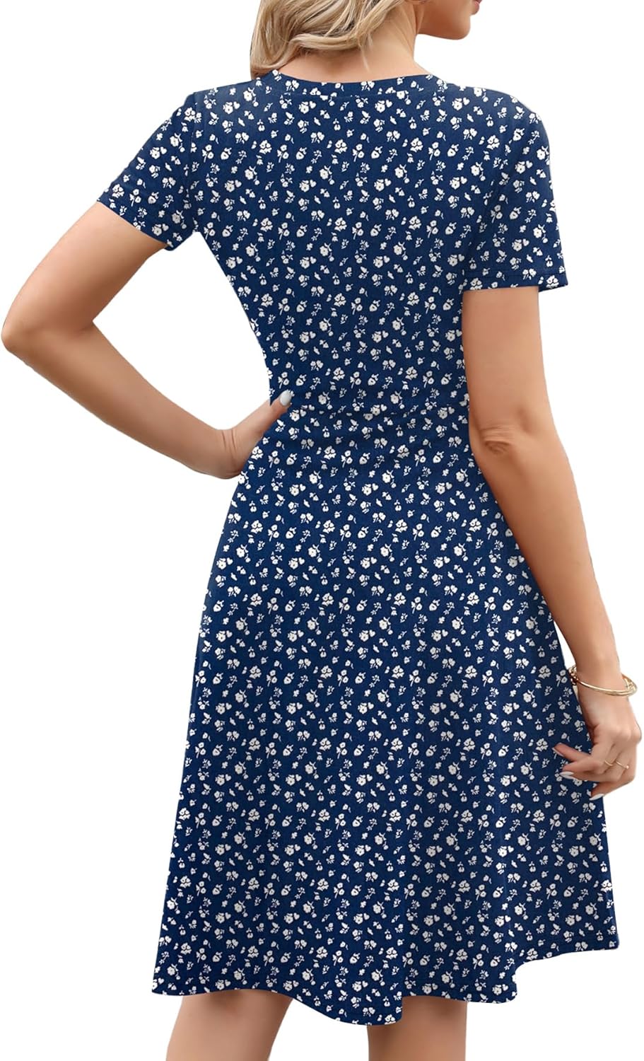 Nyla női ruha – vintage virágmintás, A-vonalú és elegáns irodai zsebekkel