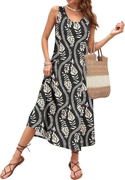 Vestido de Verano Elara para Mujer – Escote en U, Corte A-Line y Tejido Transpirable