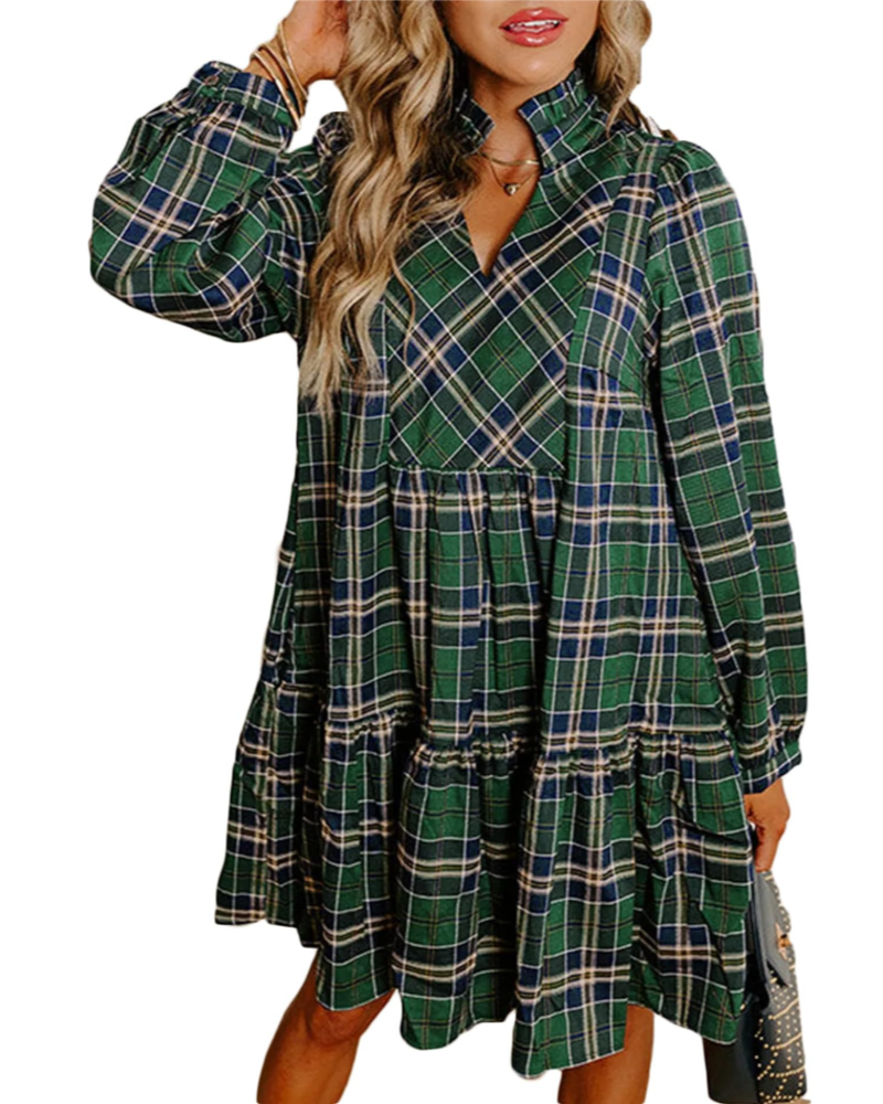 Aaliyah Robe Mini Bohème Femme – Col en V, Manches 3/4 & Robe Babydoll à Volants