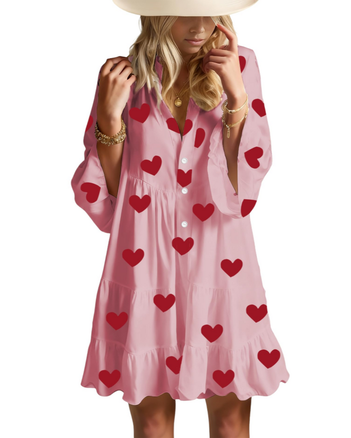 Aaliyah Robe Mini Bohème Femme – Col en V, Manches 3/4 & Robe Babydoll à Volants