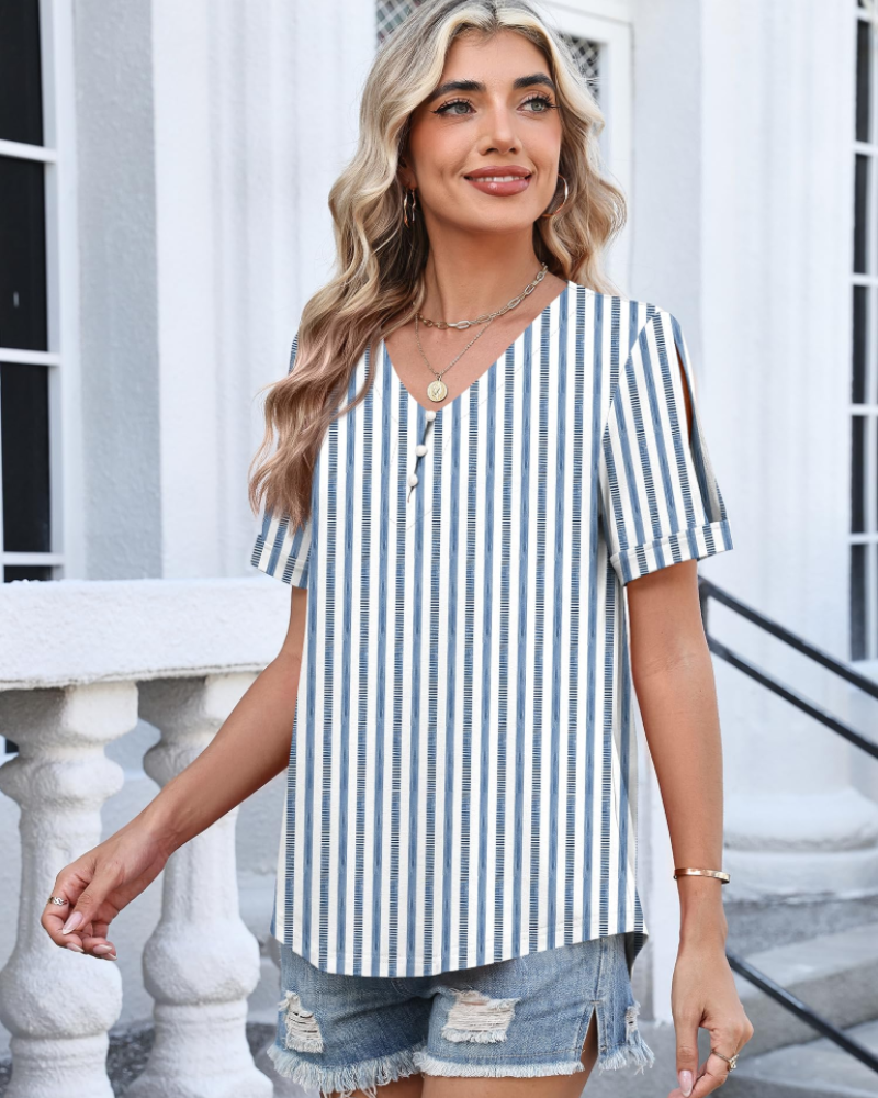 Addison Blusa Donna – Escote en V, Hombros Descubiertos y Top Casual Elegante