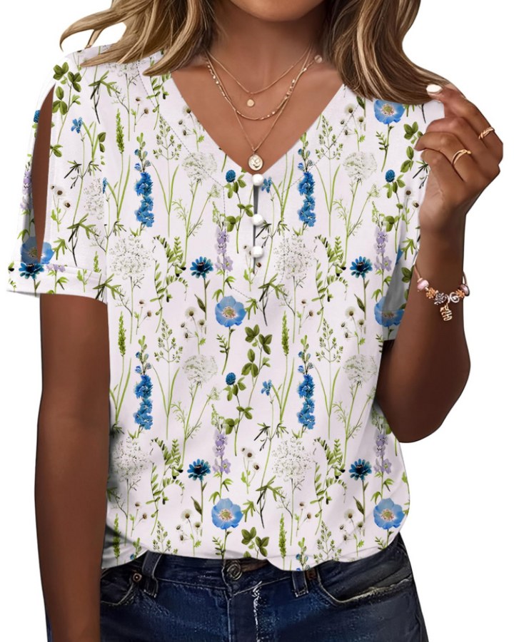 Addison Blusa Donna – Escote en V, Hombros Descubiertos y Top Casual Elegante