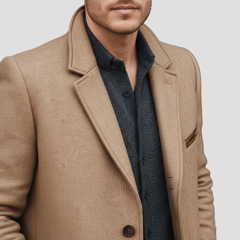 Aiden Cappotto Homme en Laine Mi-Long – Élégance Classique avec Coupe Moderne