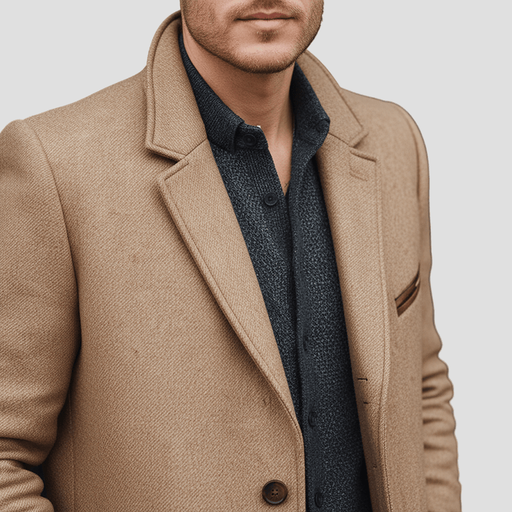Aiden Cappotto Homme en Laine Mi-Long – Élégance Classique avec Coupe Moderne