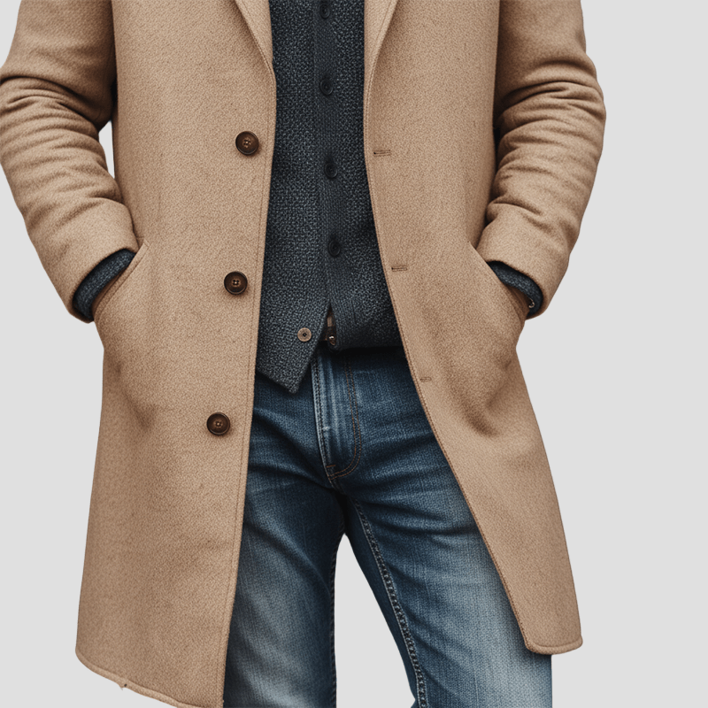 Aiden Cappotto Homme en Laine Mi-Long – Élégance Classique avec Coupe Moderne