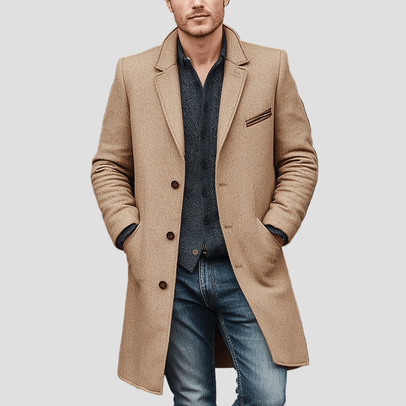 Aiden Cappotto Homme en Laine Mi-Long – Élégance Classique avec Coupe Moderne