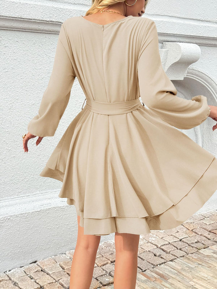 Brinley Vestido Mujer Cruzado – Escote en V Profundo, Volantes y Cintura Alta Elegante