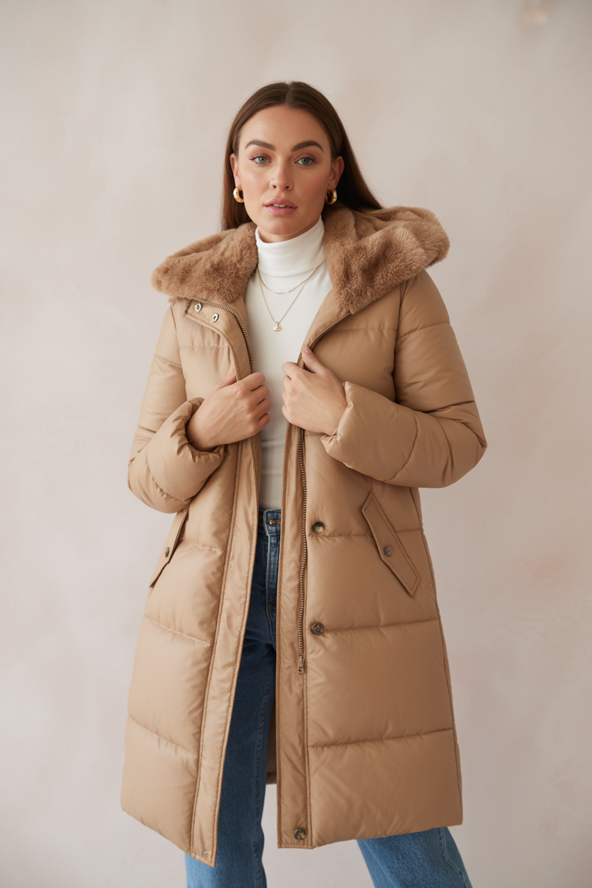 Sheryl Cappotto Invernale Donna Hosszú – Steppelt Dzseki Kapucnival és Puha Bélésű