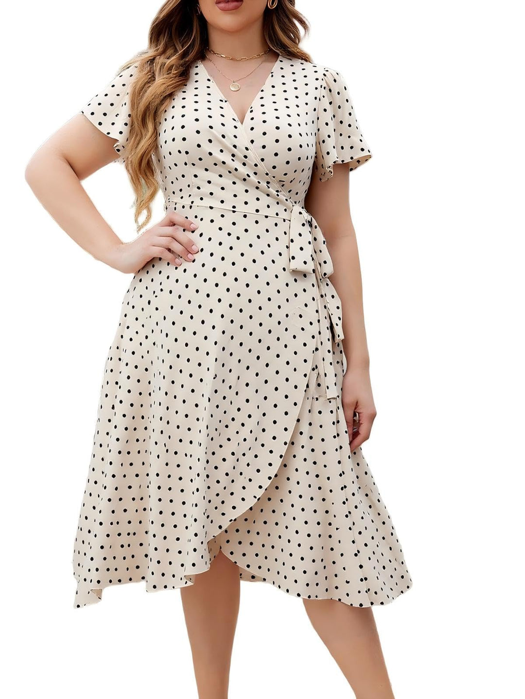 Valeria Vestido Maxi Mujer Curvy – Boho Línea A, Cintura Alta y Mangas Cortas de Verano