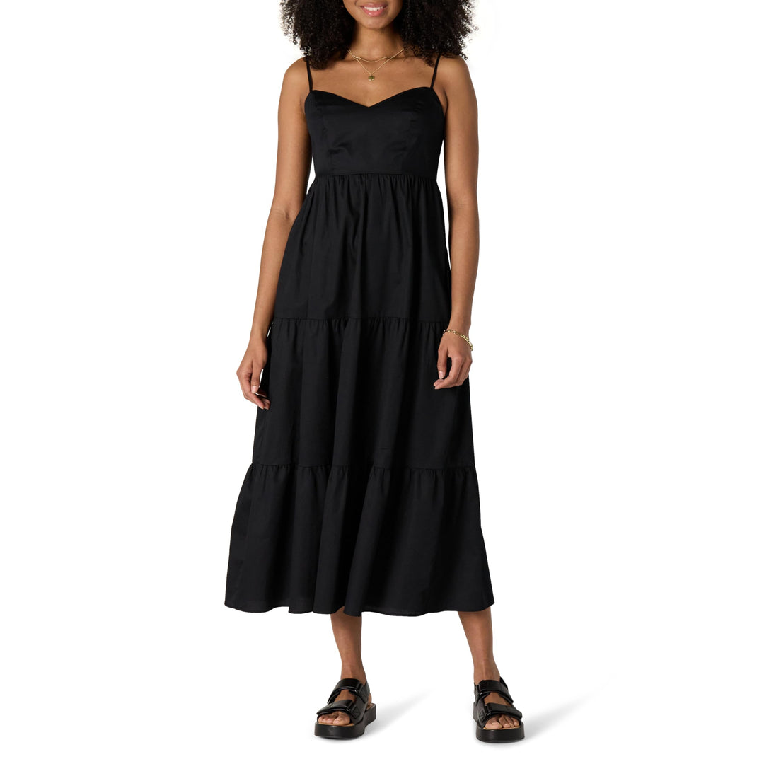 Delyth Vestido Maxi para Mujer – Escote en V, Tirantes Ajustables y Corte en A con Volantes