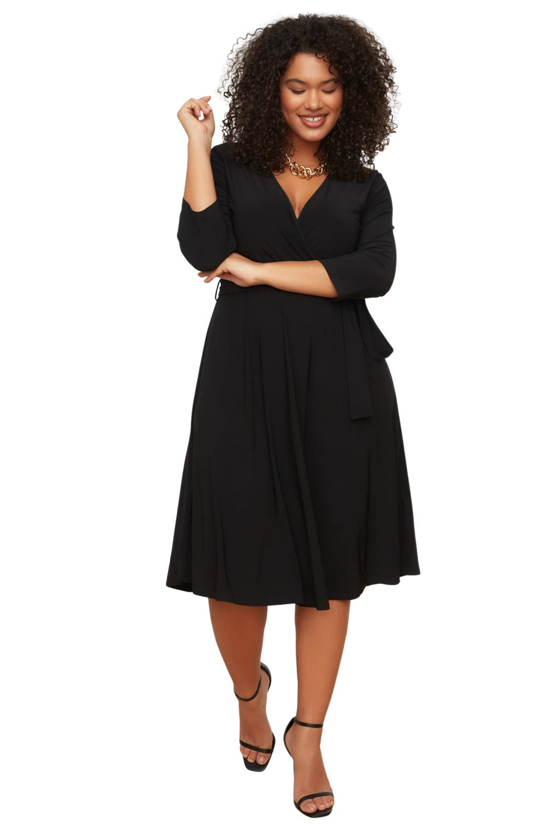 Vestido Midi Curvy Stevie para Mujer – Línea A, Doble Botonadura y Ajuste Slim Elegante