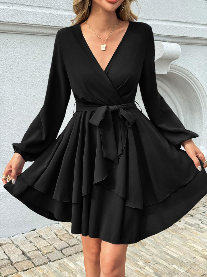 Brinley Vestido Mujer Cruzado – Escote en V Profundo, Volantes y Cintura Alta Elegante