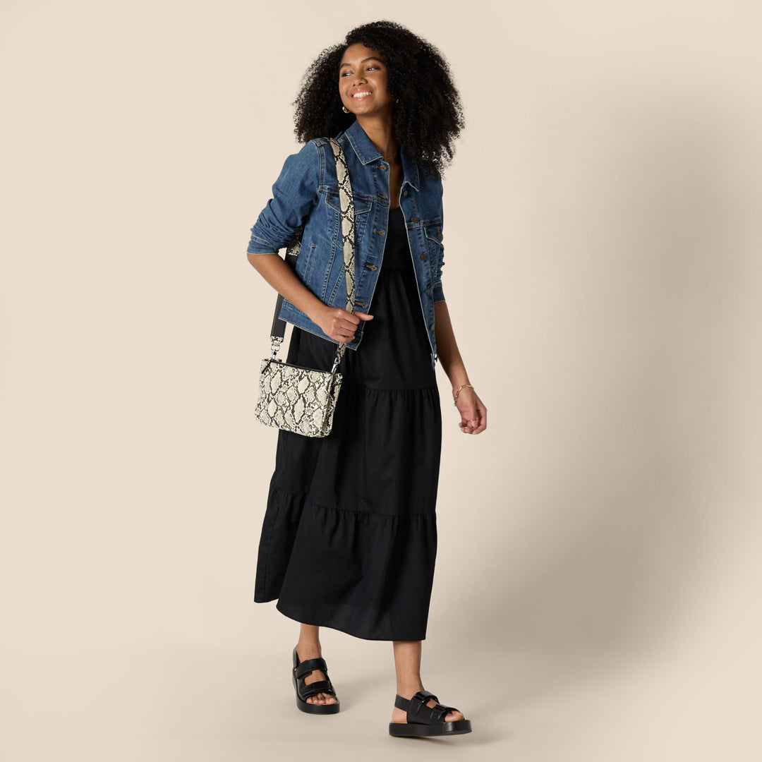Delyth Vestido Maxi para Mujer – Escote en V, Tirantes Ajustables y Corte en A con Volantes