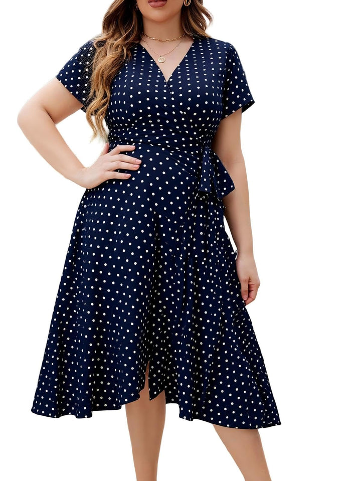 Valeria Vestido Maxi Mujer Curvy – Boho Línea A, Cintura Alta y Mangas Cortas de Verano
