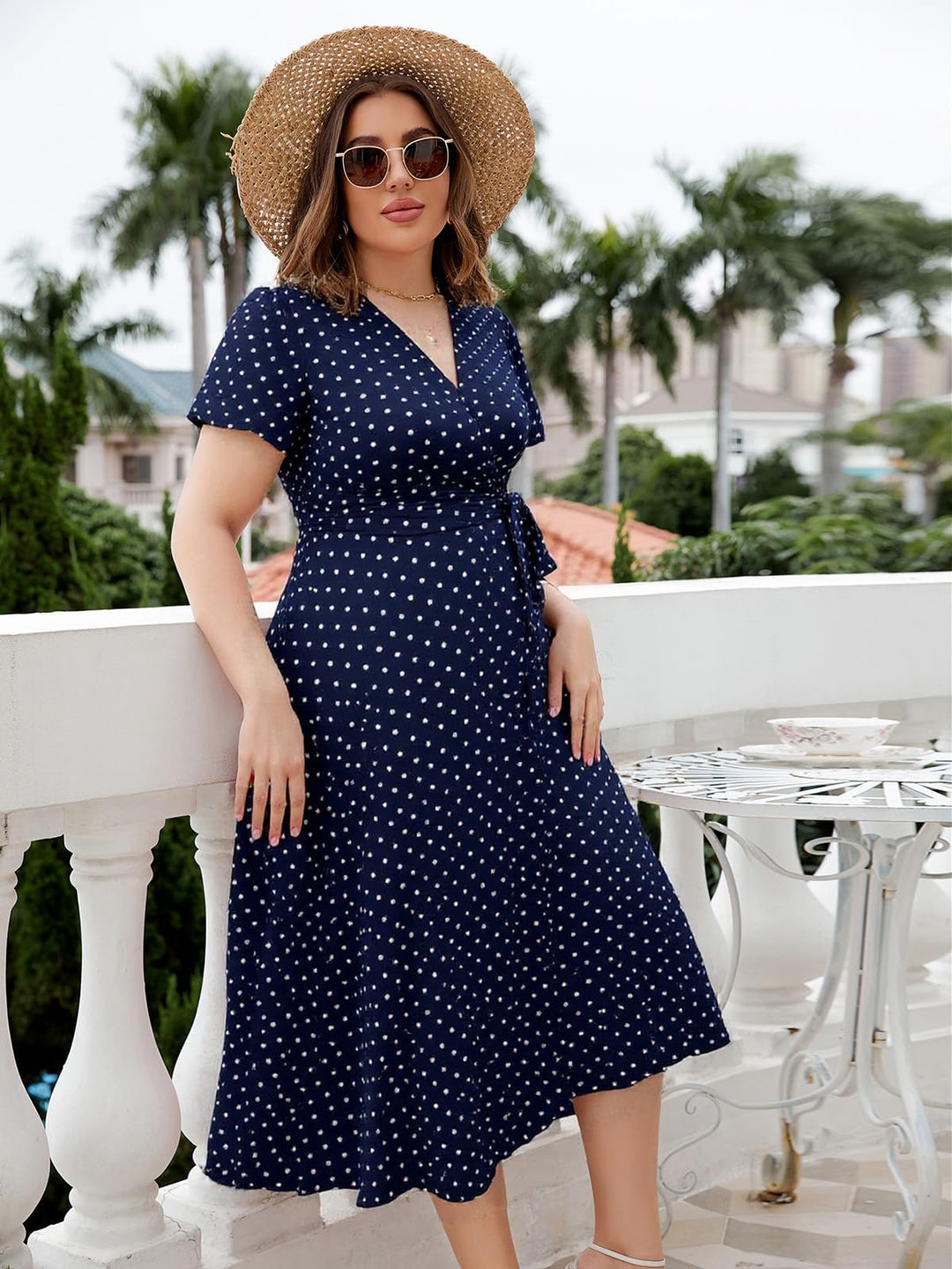 Valeria Vestido Maxi Mujer Curvy – Boho Línea A, Cintura Alta y Mangas Cortas de Verano