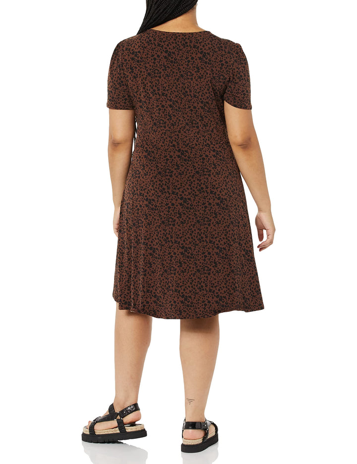 Novaria Damekjole Fit & Flare – V-hals, Elastisk Jersey & A-linje Blomstermønster