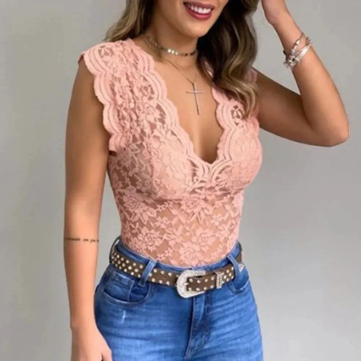 Lysiane | Elegante Top In Pizzo Con Scollo A V Per Donna | Estate