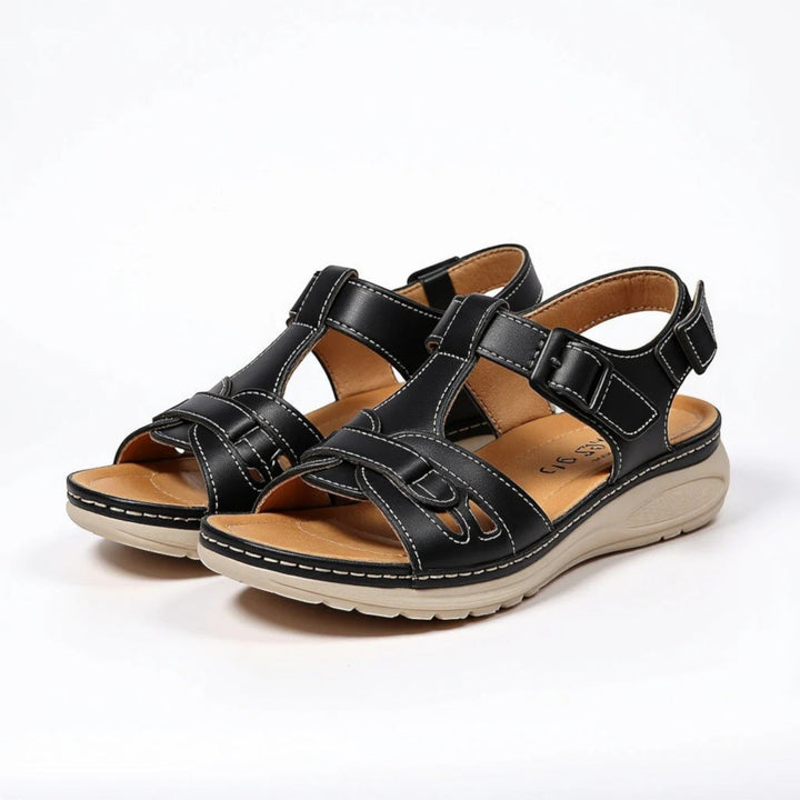 Komfortable flade damesandaler | Slingback