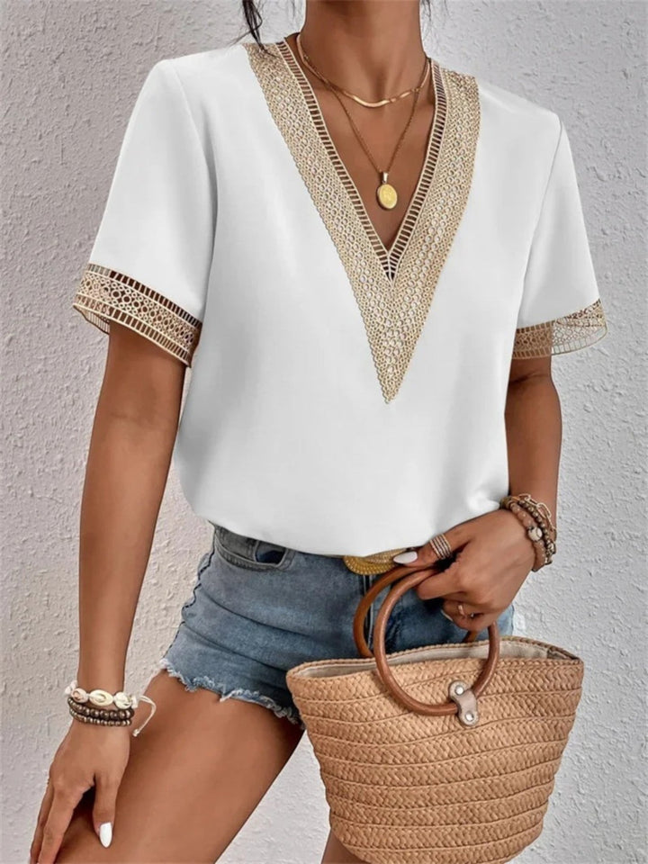 Maëlle | Blusa de Verano con Escote en V para Mujer | Manga Corta