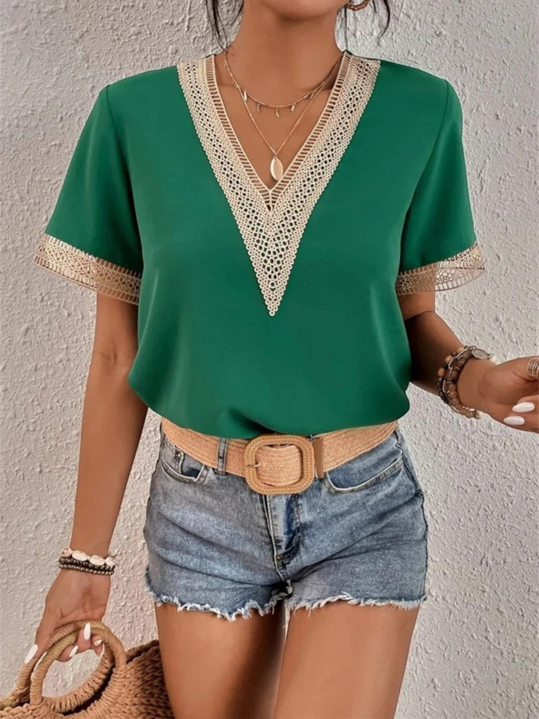 Maëlle | Blusa de Verano con Escote en V para Mujer | Manga Corta