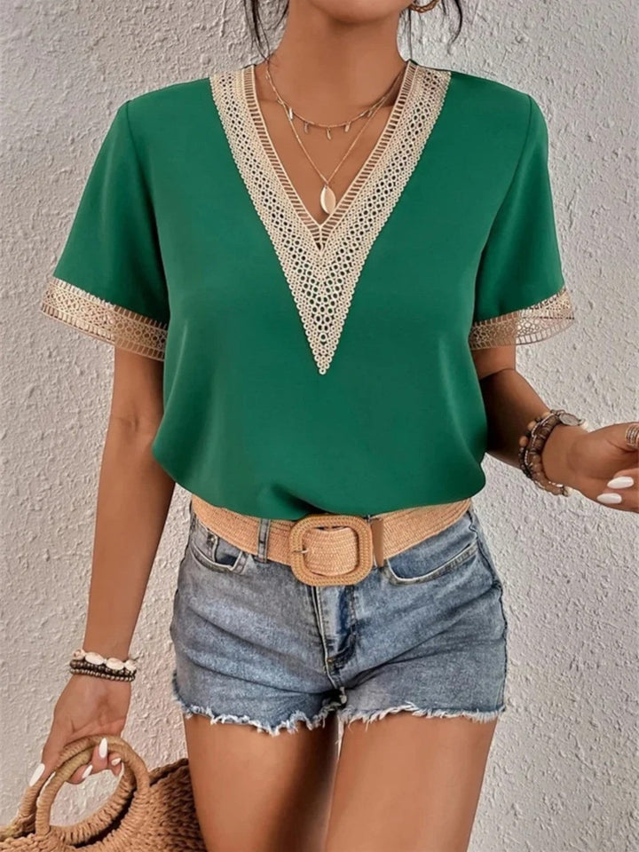 Maëlle | Blusa de Verano con Escote en V para Mujer | Manga Corta