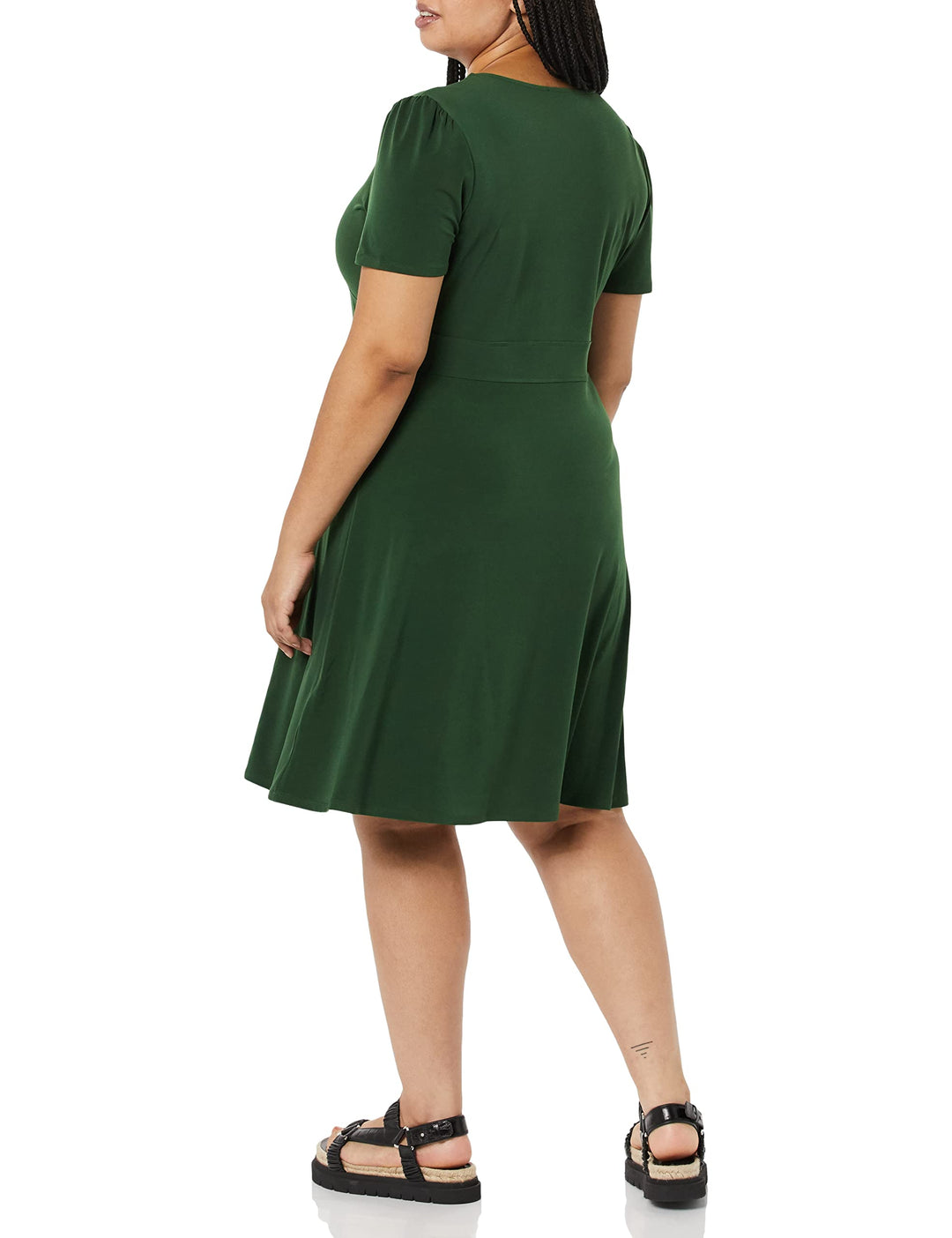 Novaria Damekjole Fit & Flare – V-hals, Elastisk Jersey & A-linje Blomstermønster