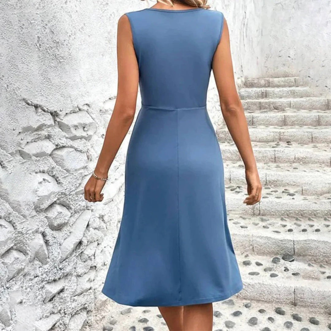 Amandine | Robe d'été sans manches pour femme | Mi-longue