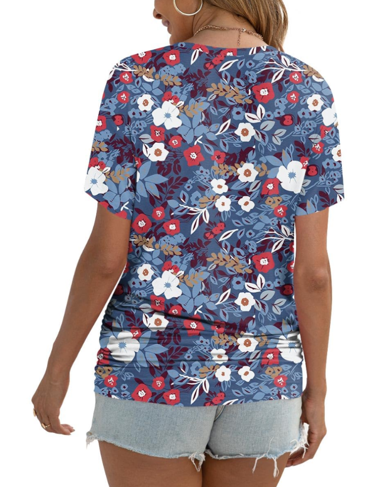 Elara Topp Donna – V-hals, Sidefolder & Elegant Casual T-skjorte