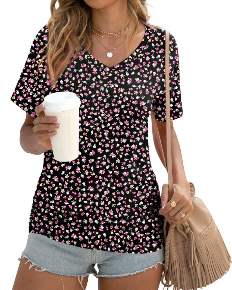 Elara Topp Donna – V-hals, Sidefolder & Elegant Casual T-skjorte