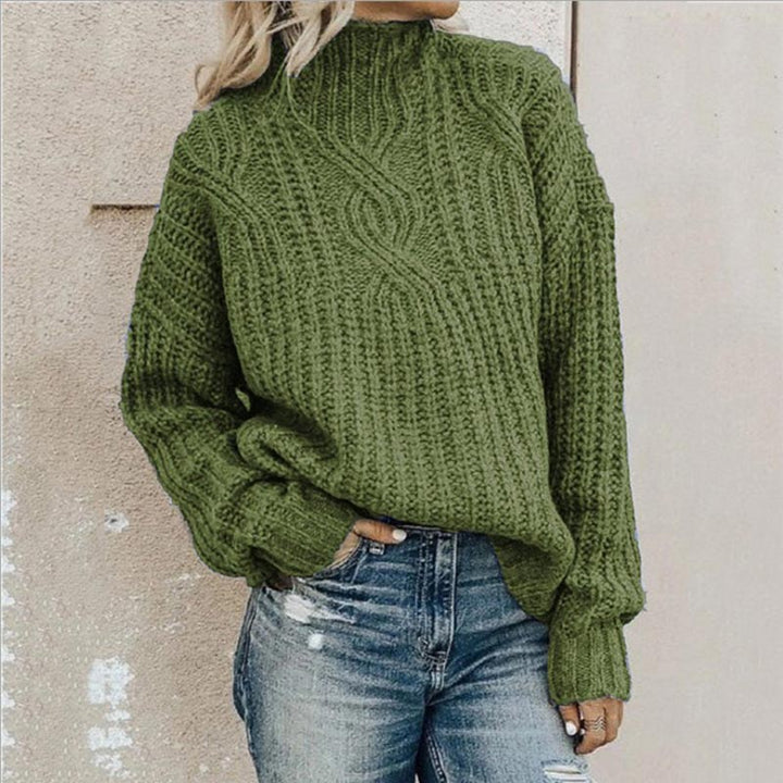 Luźny sweter damski z dzianiny | Golf