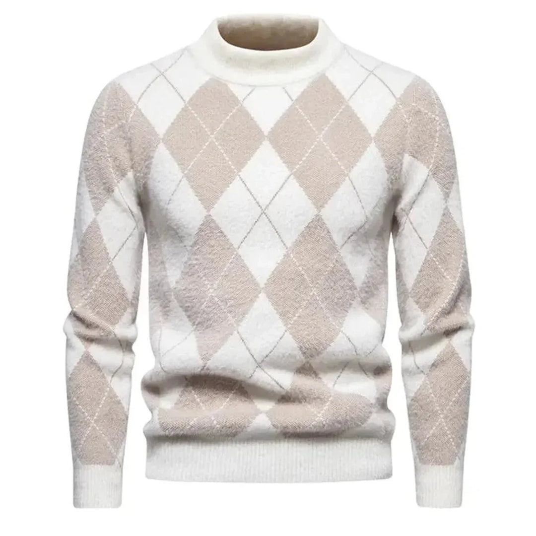Richard Maglione Hombre Argyle – Suéter Invernal Elegante de Punto con Diseño Clásico