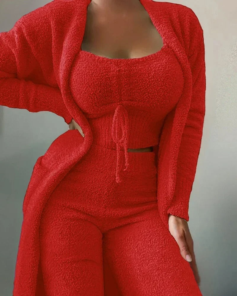 Teddy Set Women's Loungewear 3 Pieces – Comfortable, Modern and Elegant Casual Style