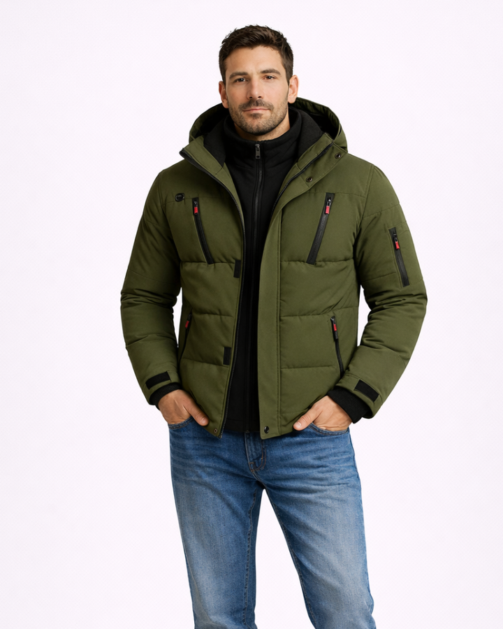 Leo Giacca Invernale Hombre Impermeable – Abrigo Cortaviento con Capucha Caliente